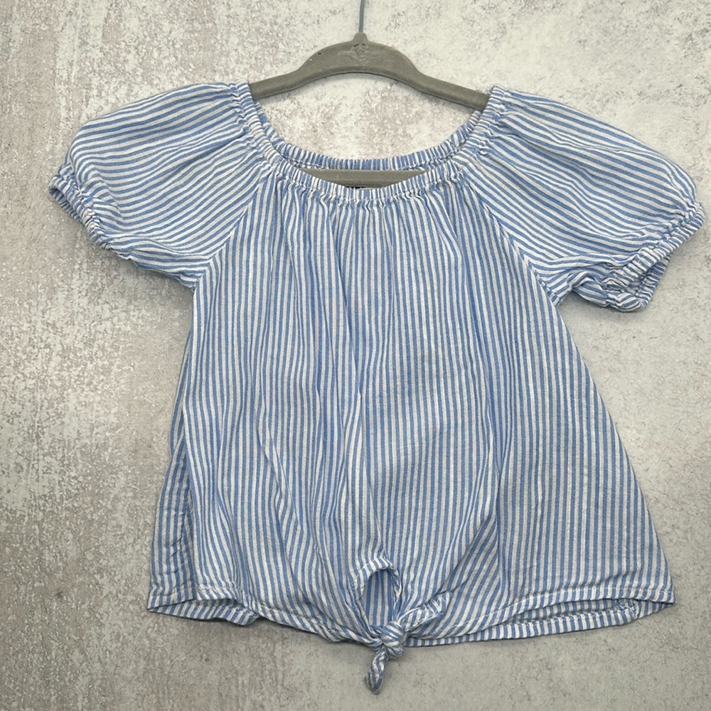 GUC Old Navy Seersucker Striped Tie Front Shirt Size 18-24 months 4th of July